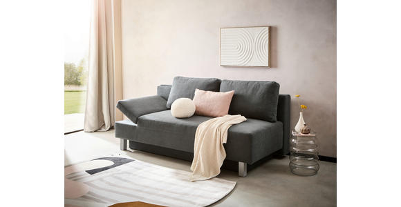 SCHLAFSOFA Flachgewebe Dunkelgrau - Chromfarben/Dunkelgrau, Design, Holz/Textil (205/77-93/99cm) - Novel