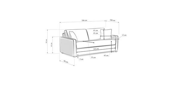 SCHLAFSOFA Webstoff Creme  - Creme/Schwarz, Design, Kunststoff/Textil (186/83/100cm) - Xora