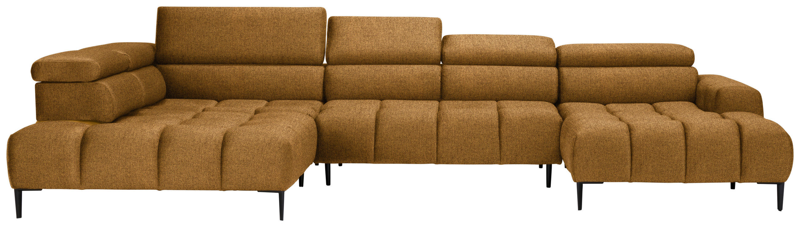 WOHNLANDSCHAFT Currygelb Webstoff  - Currygelb/Schwarz, Design, Textil/Metall (216/385/177cm) - Welnova
