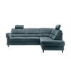 ECKSOFA Blau Mikrofaser  - Blau/Schwarz, MODERN, Holz/Textil (266/190cm) - Livetastic