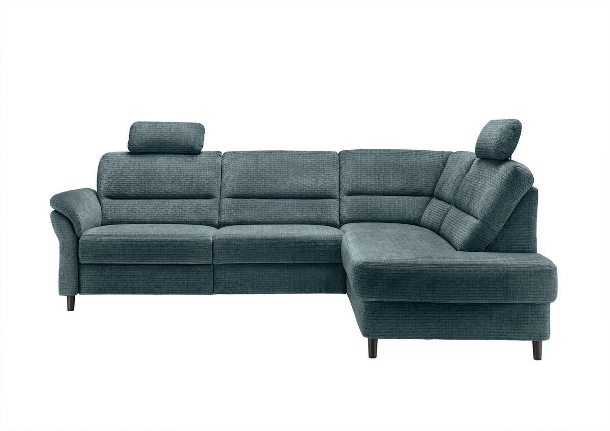 ECKSOFA in Mikrofaser Blau  - Blau/Schwarz, Modern, Holz/Textil (266/190cm) - Livetastic