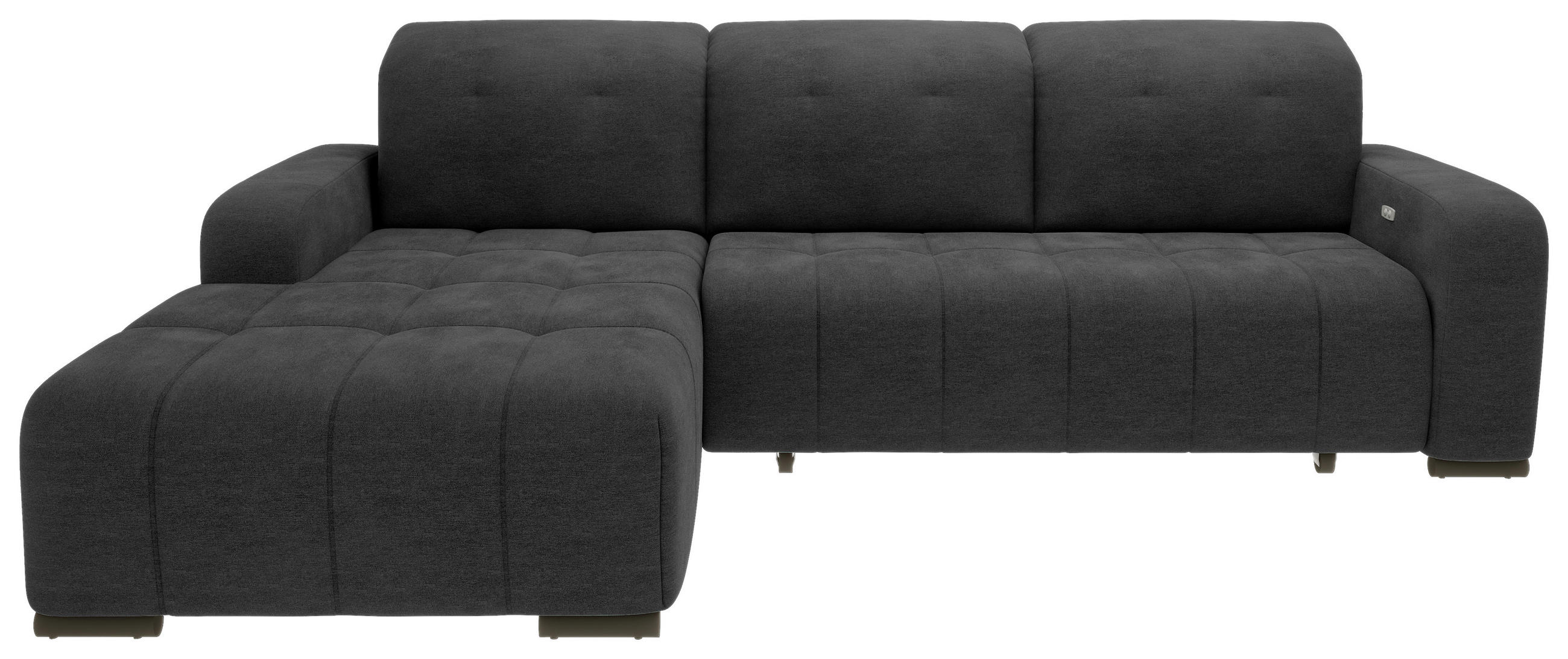 ECKSOFA Schwarz Mikrofaser Kopfteilverstellung  - Schwarz, MODERN, Textil/Metall (292/185cm) - Livetastic