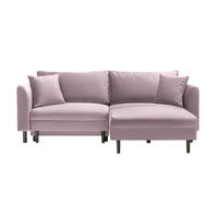 ECKSOFA Rosa Velours  - Schwarz/Rosa, Design, Holz/Textil (235/165cm) - Ti'me