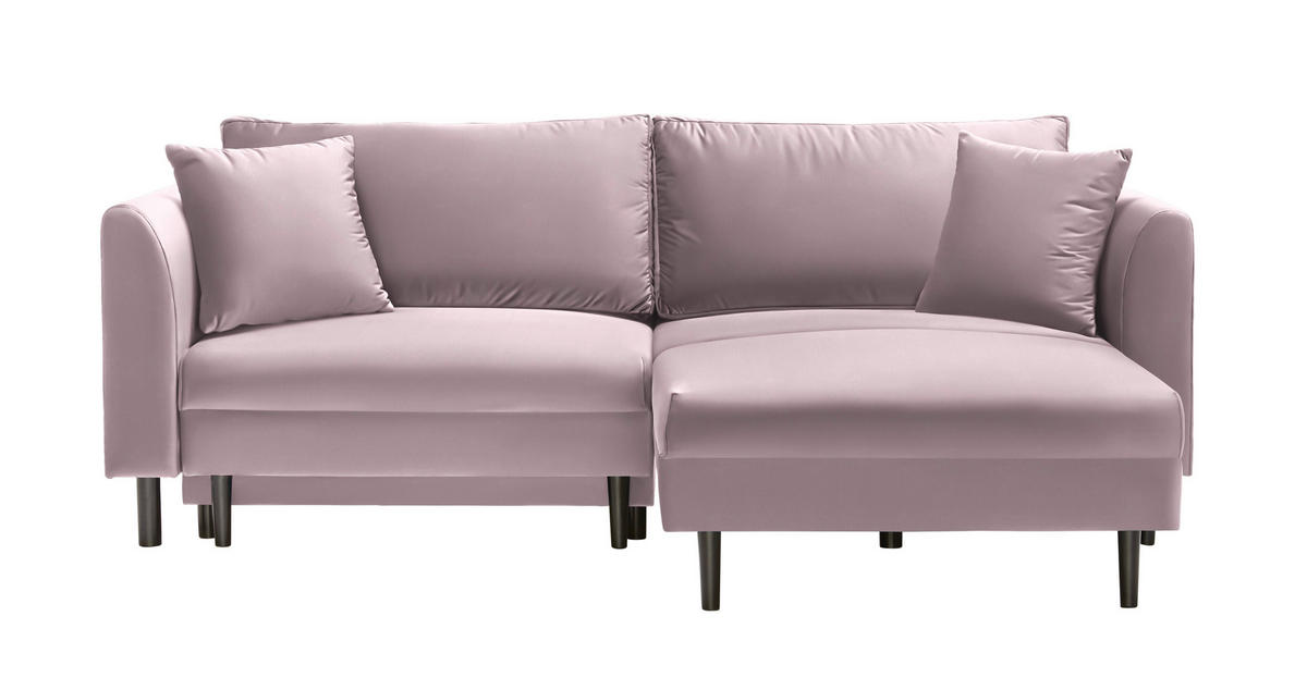 ECKSOFA Rosa Velours  - Schwarz/Rosa, Design, Holz/Textil (235/165cm) - Ti'me