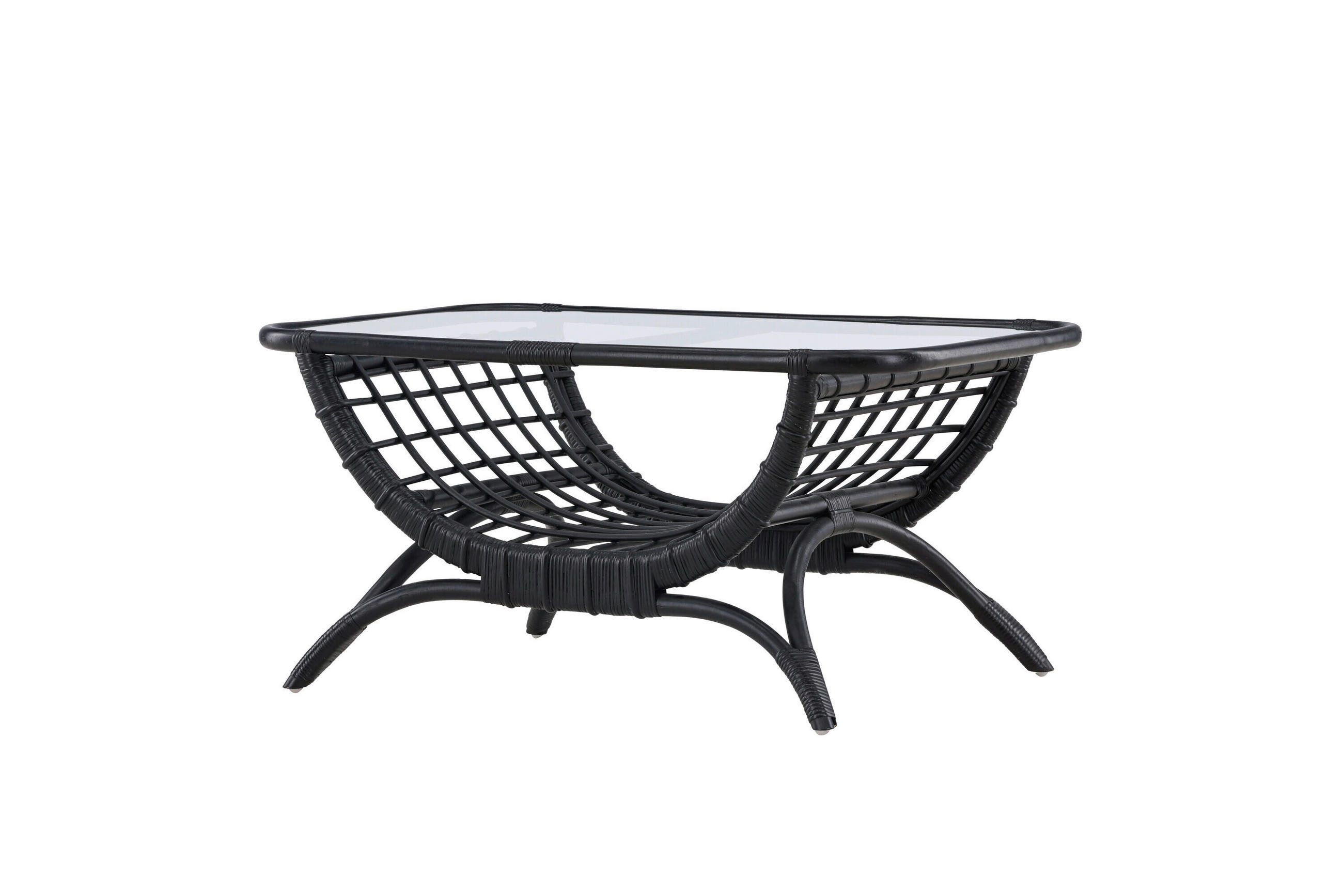 LOUNGETISCH 95/61/49 cm Holz, Glas  - Klar/Schwarz, MODERN, Glas/Holz (95/61/49cm) - Gardenson