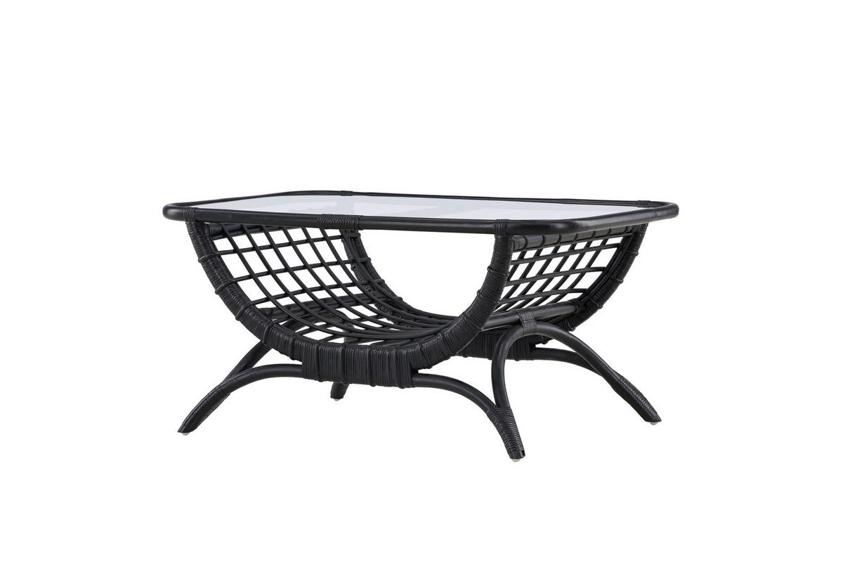 LOUNGETISCH 95/61/49 cm Holz, Glas  - Klar/Schwarz, MODERN, Glas/Holz (95/61/49cm) - Gardenson