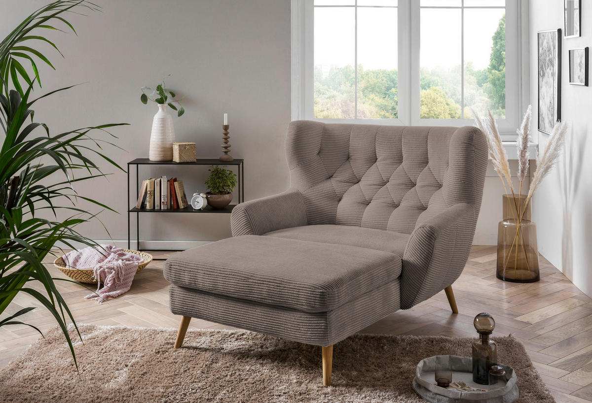 XXL-SESSEL in Cord Taupe  - Taupe, Design, Holz/Textil (120/101/165cm) - Stylife