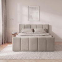 BOXSPRINGBETT 140/200 cm,  in Schlammfarben, gepolstertes Kopfteil, Bettkasten, Topper, H2 + H2 = mittel  - Schlammfarben/Schwarz, Basics, Kunststoff/Textil (140/200cm) - Boxxx