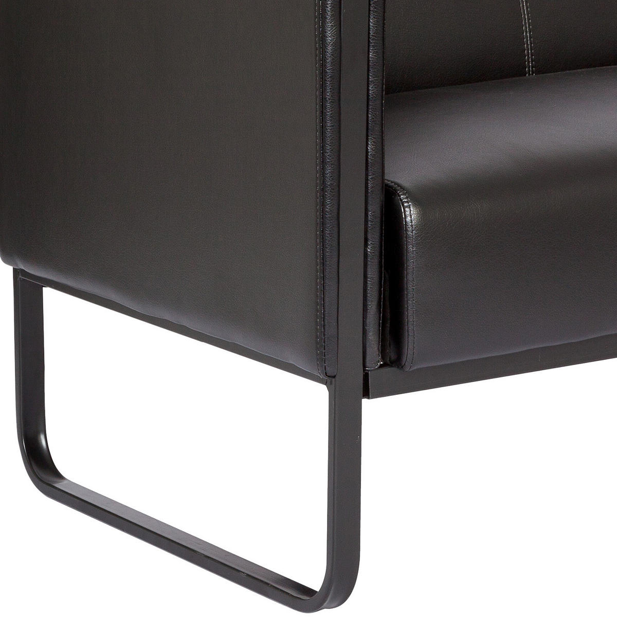 3-SITZER-SOFA Lederlook Schwarz  - Schwarz, MODERN, Textil/Metall (159/78/71cm) - MID.YOU