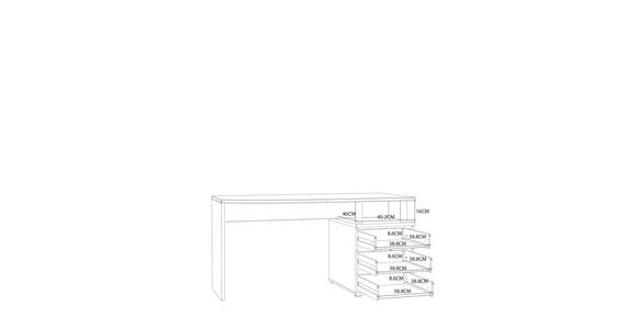 SCHREIBTISCH 138/59,9/70,2 cm Eichefarben, Weiß Hochglanz  - Weiß Hochglanz/Eichefarben, Basics, Holzwerkstoff/Metall (138/59,9/70,2cm) - Carryhome