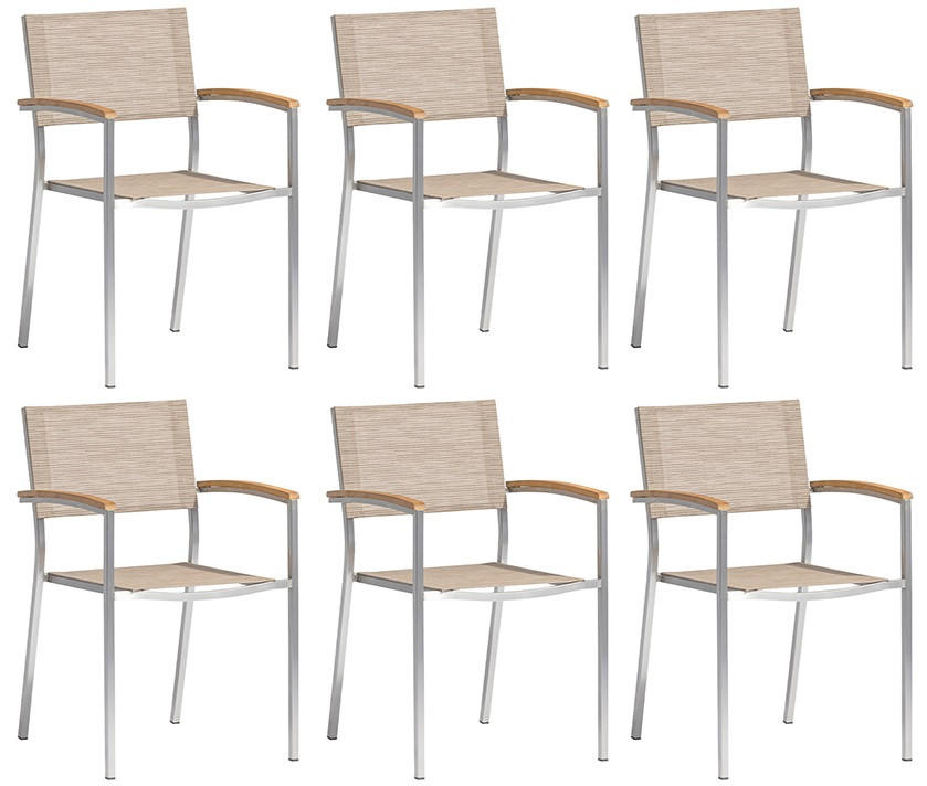 GARTENSESSEL-SET Metall, Textil Sandfarben, Beige, Teakfarben  - Sandfarben/Beige, MODERN, Textil/Metall (57/89/56cm) - Acamp