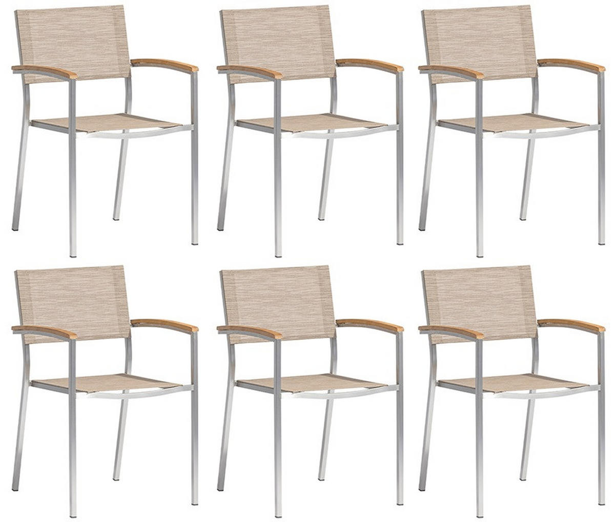 GARTENSESSEL-SET Metall, Textil Sandfarben, Beige, Teakfarben  - Sandfarben/Beige, MODERN, Textil/Metall (57/89/56cm) - Acamp