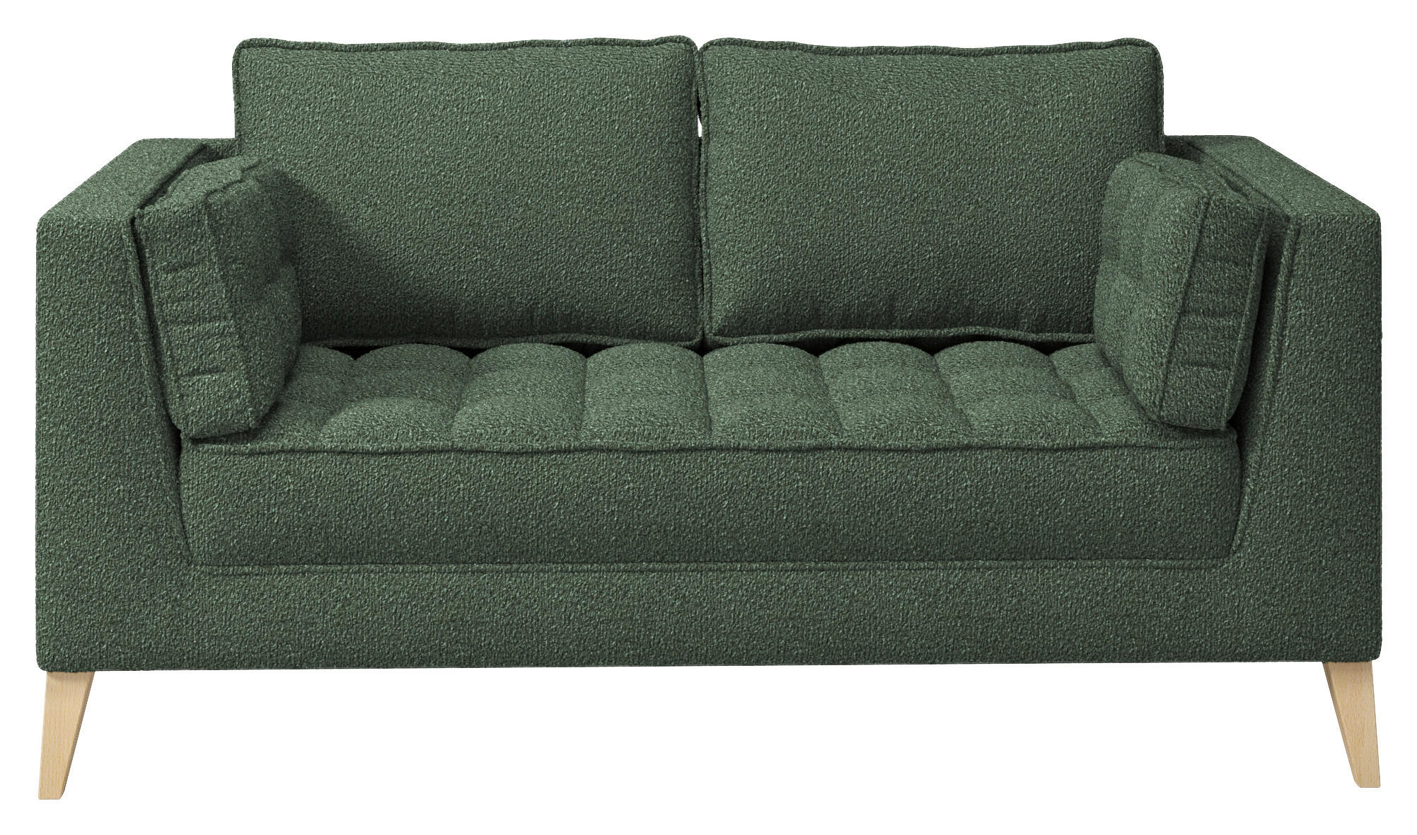 2-SITZER-SOFA Bouclé Dunkelgrün  - Dunkelgrün/Naturfarben, Design, Holzwerkstoff/Textil (110/95/85cm) - MID.YOU
