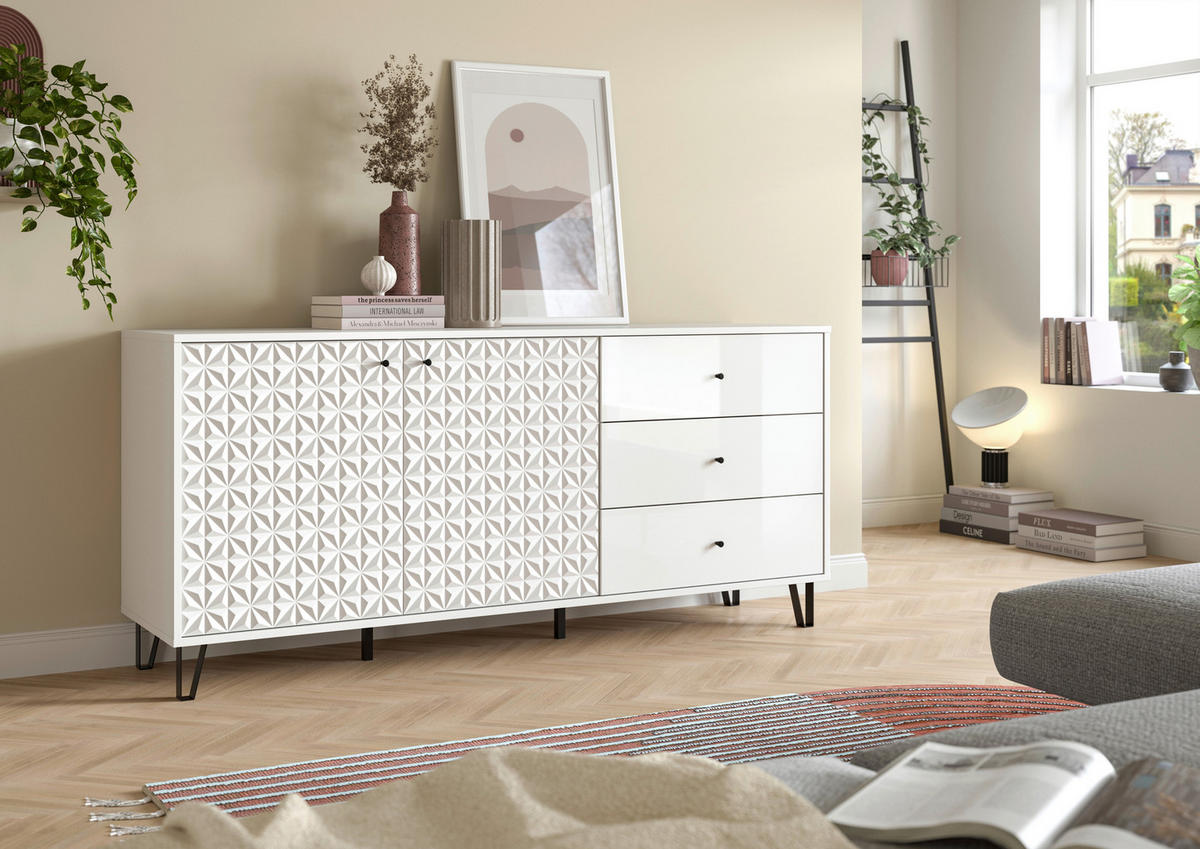 SIDEBOARD  in 170/76/40 cm  - Weiß Hochglanz/Schwarz, Design, Holzwerkstoff/Kunststoff (170/76/40cm) - Livetastic