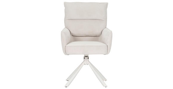 ARMLEHNSTUHL  Stoffauswahl, Sitzfläche 360° drehbar, automatische Rückholfunktion Cord  - Beige/Creme, Design, Textil/Metall (60/95/62cm) - Novel
