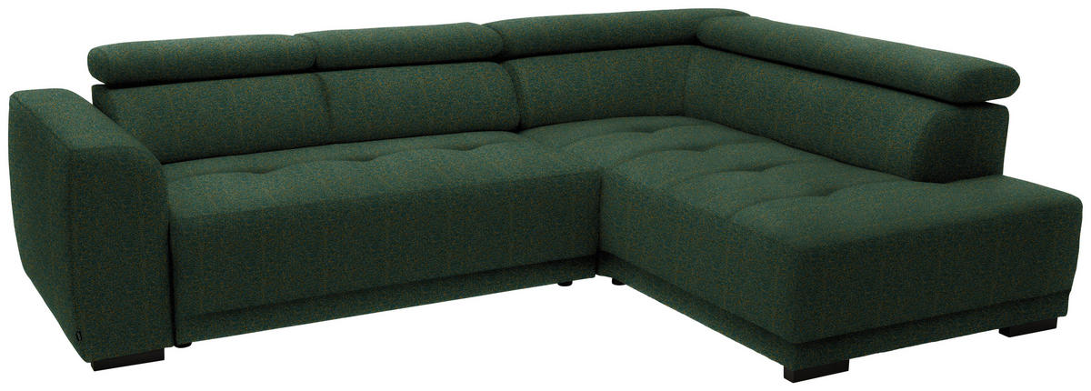 ECKSOFA in Struktur Grün  284/205 cm  - Schwarz/Grün, Design, Kunststoff/Textil (284/205cm) - Xora