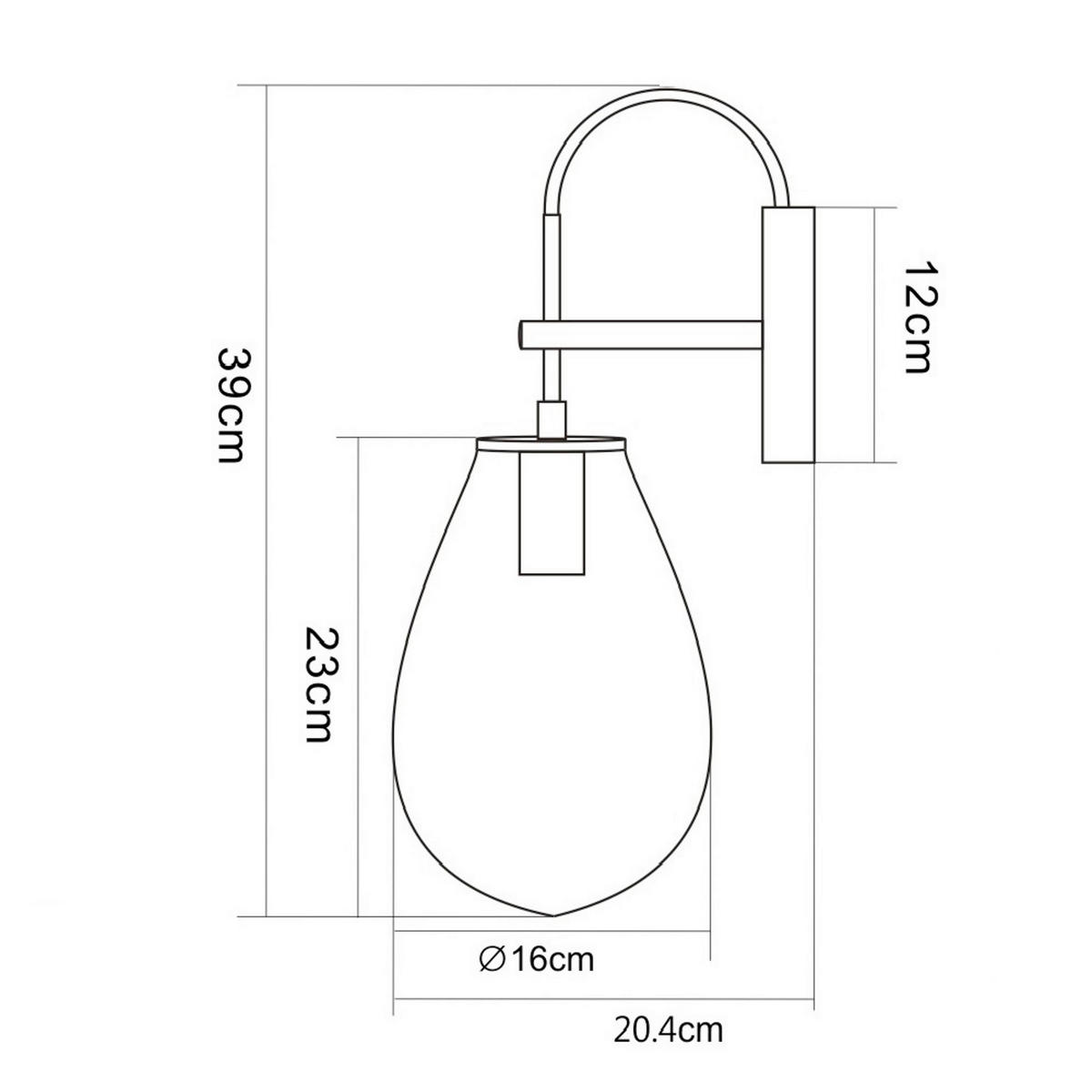 WANDLEUCHTE Fondi 19/19/36 cm  - Schwarz, Design, Glas (19/19/36cm)