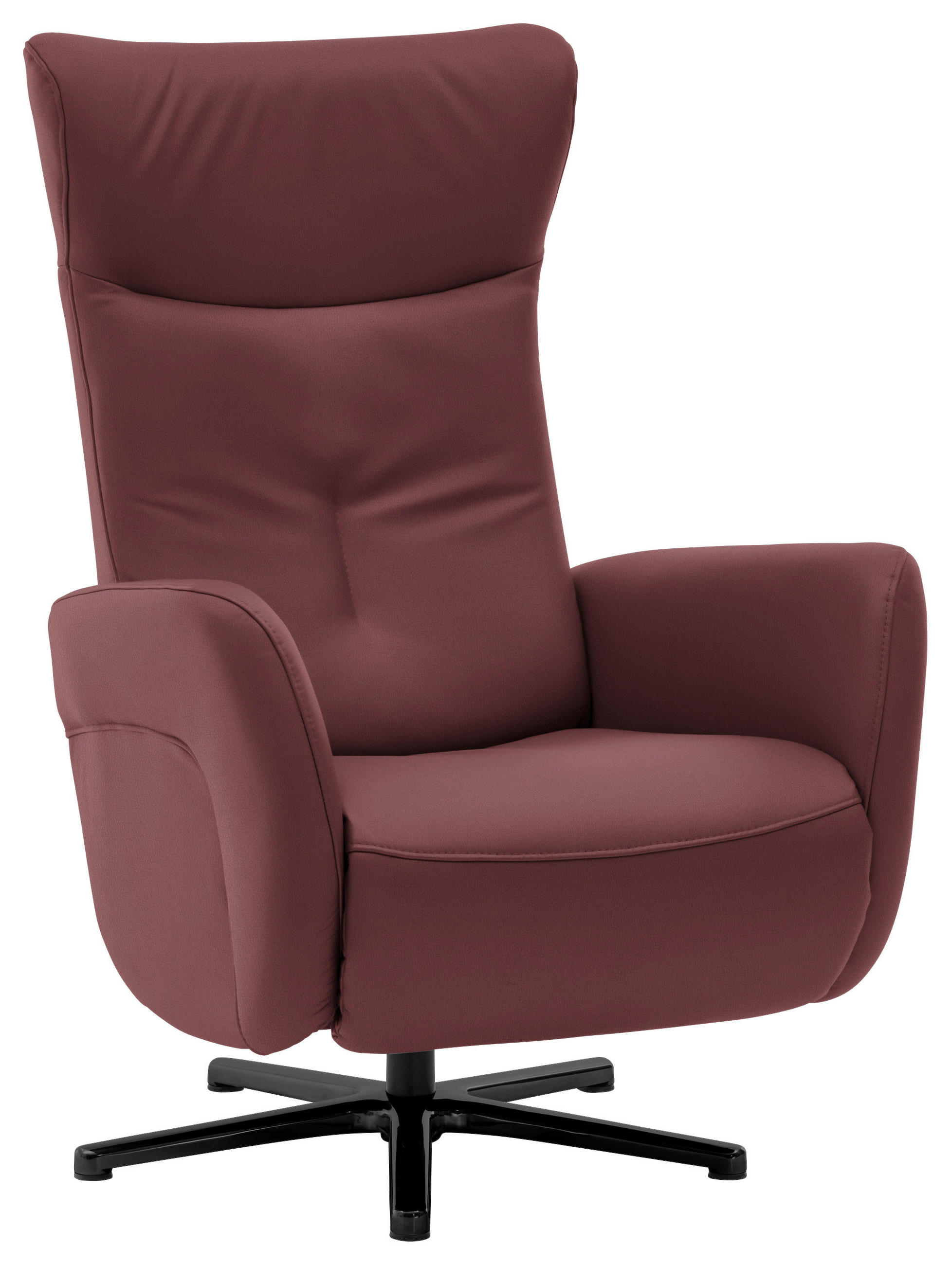 RELAXSESSEL in Leder Beere  - Beere/Schwarz, Design, Leder/Metall (76/112/83cm) - Beldomo Speed