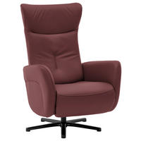 RELAXSESSEL in Leder Beere  - Beere/Schwarz, Design, Leder/Metall (76/112/83cm) - Beldomo Speed