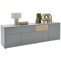 LOWBOARD  in 184/57/41 cm  - Eichefarben/Schwarz, Design, Holzwerkstoff/Kunststoff (184/57/41cm) - Voleo