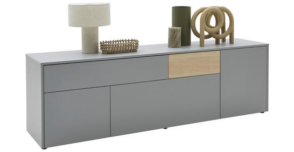 LOWBOARD  in 184/57/41 cm  - Eichefarben/Schwarz, Design, Holzwerkstoff/Kunststoff (184/57/41cm) - Voleo