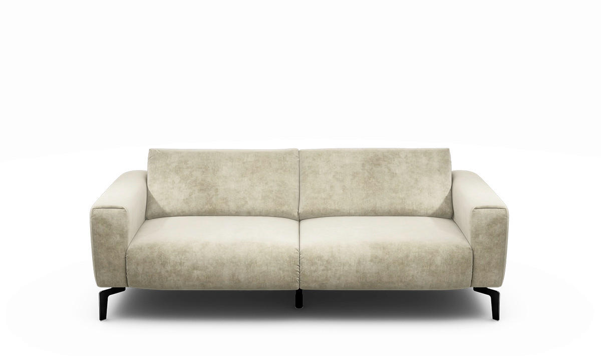 2,5-SITZER Samt Naturfarben  - Schwarz/Naturfarben, Design, Textil/Metall (220/86/86-94cm) - SENSOO