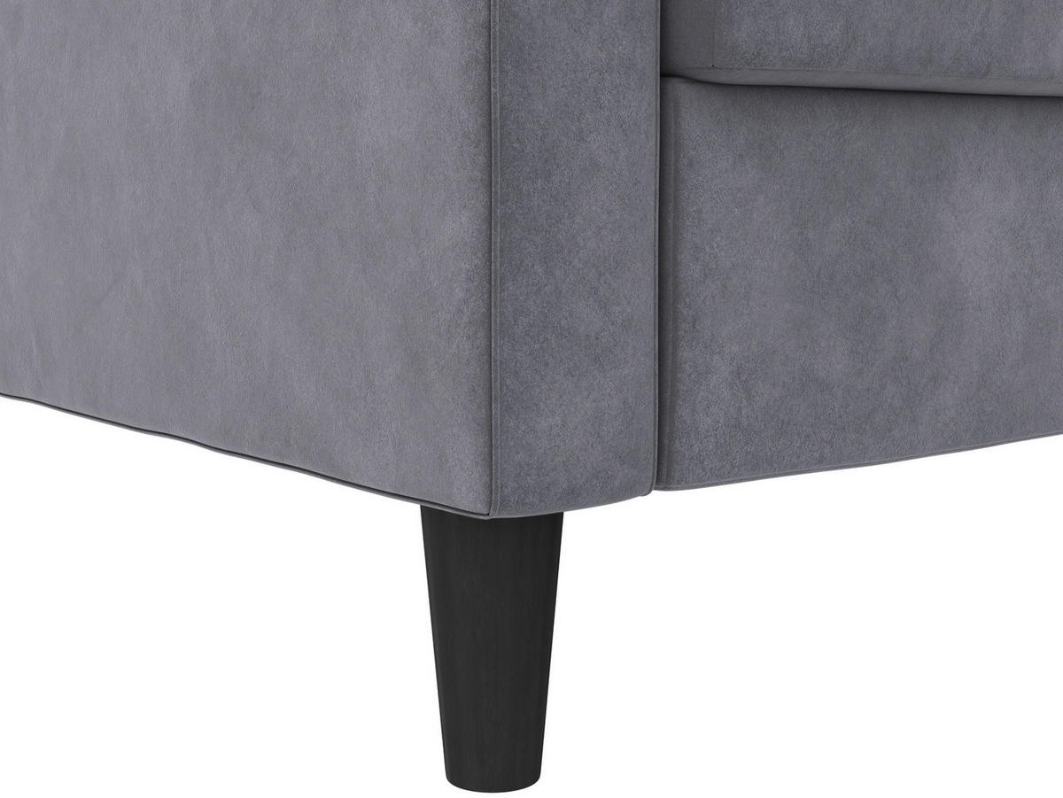 ECKSOFA PALERMO in Velours Anthrazit  - Anthrazit/Schwarz, Basics, Kunststoff/Textil (213/154cm) - Livetastic