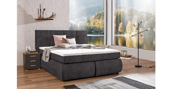 BOXSPRINGBETT 160/200 cm  in Anthrazit  - Wengefarben/Anthrazit, KONVENTIONELL, Holz/Textil (160/200cm) - Xora