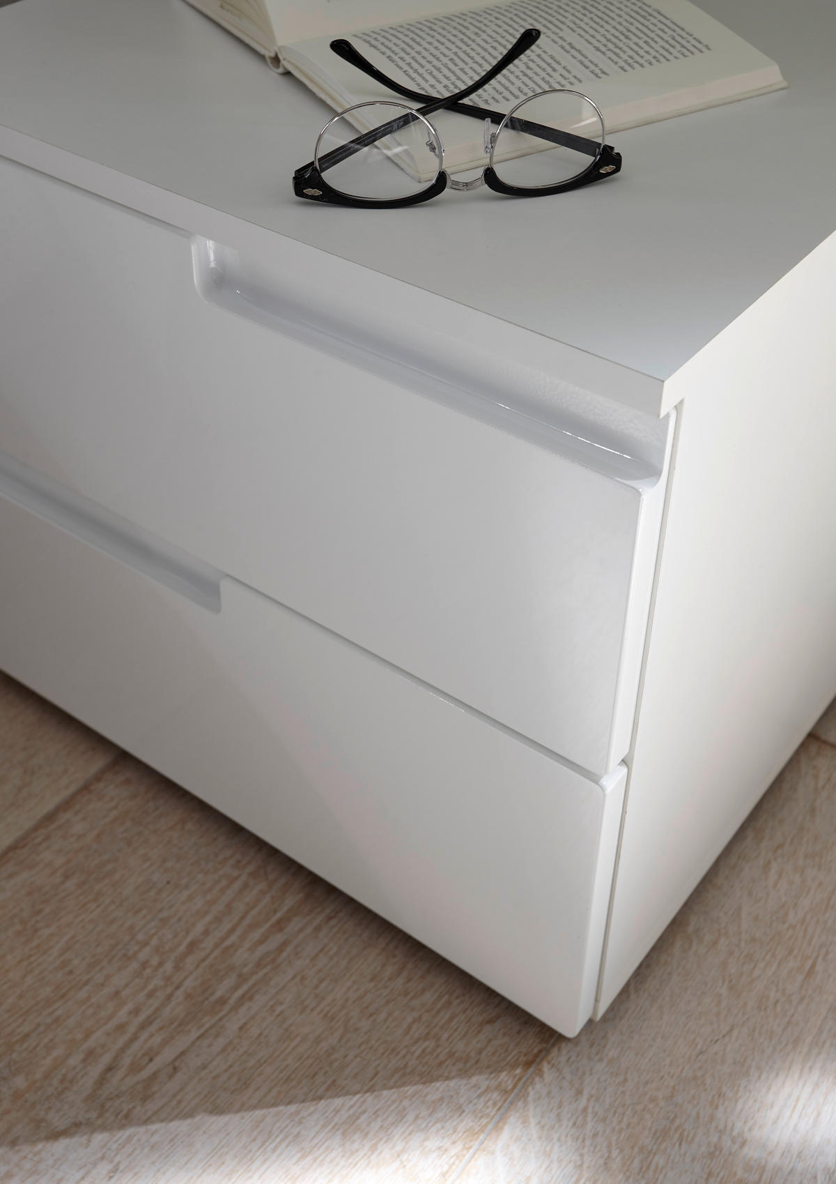 NACHTSCHRANK  - Weiß Hochglanz/Schwarz, MODERN, Holzwerkstoff/Kunststoff (46,2/41,7/40cm)