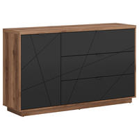 SIDEBOARD  in 156/93/42,5 cm  - Eichefarben/Schwarz, Design, Holzwerkstoff/Kunststoff (156/93/42,5cm)