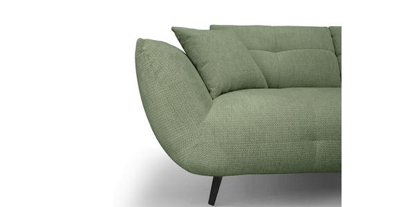 ECKSOFA Salbeigrün Chenille Armlehnenkissen, Rücken echt, Sitztiefenverstellung  - Salbeigrün/Schwarz, KONVENTIONELL, Textil/Metall (313/215cm) - Hom`in