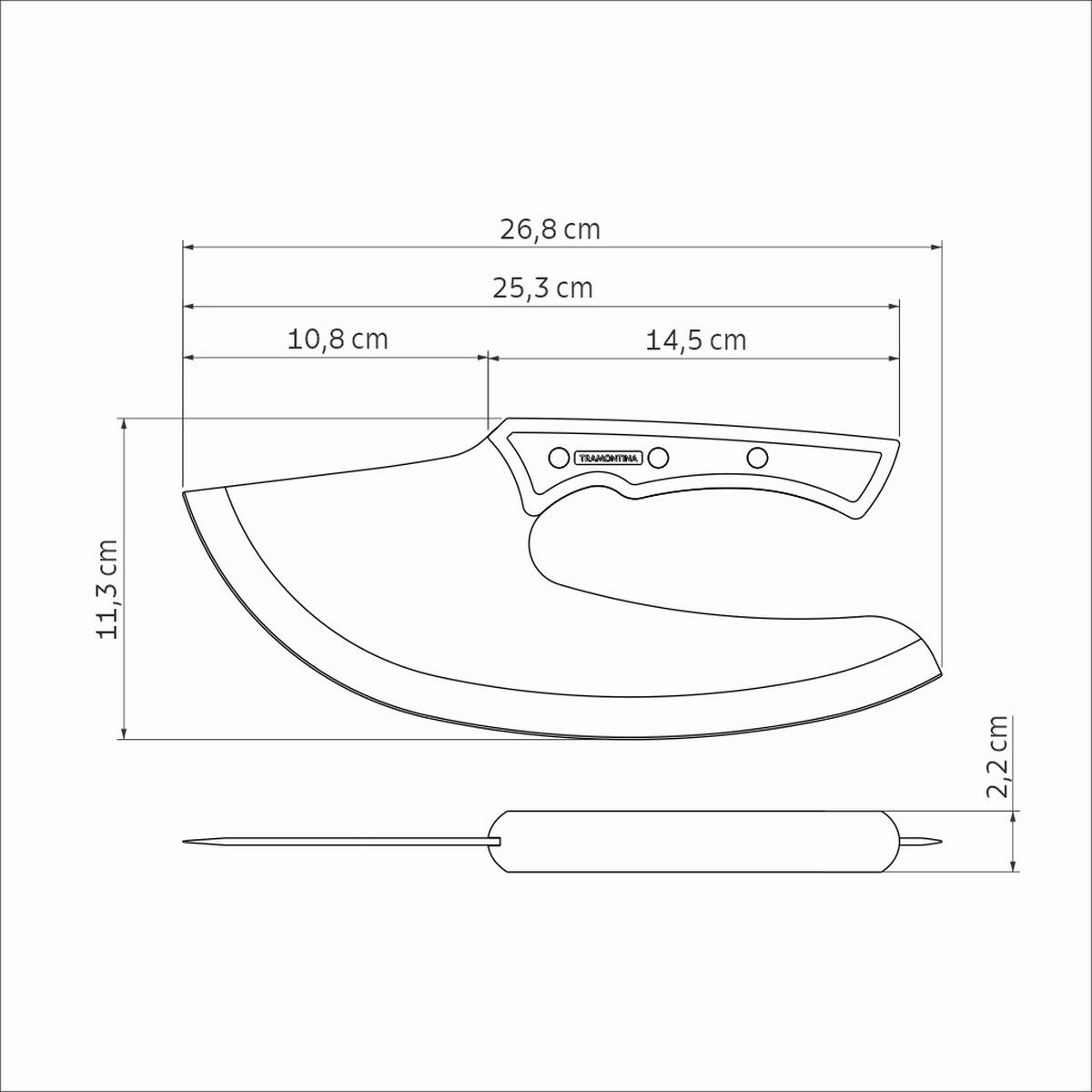 FLEISCHMESSER CHURRASCO  - Schwarz/Braun, Basics, Holz/Metall (26,8/11,3/2,2cm) - TRAMONTINA