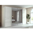 SCHWEBETÜRENSCHRANK 322/223/68 cm 4-türig Weiß, Weiß Hochglanz  - Weiß Hochglanz/Alufarben, Basics, Glas/Holzwerkstoff (322/223/68cm) - Novel