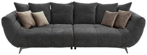 BIGSOFA Webstoff Schwarz  - Edelstahlfarben/Schwarz, Design, Textil/Metall (300/79/133cm) - Hom`in