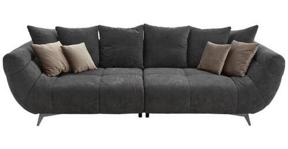 BIGSOFA Webstoff Schwarz  - Edelstahlfarben/Schwarz, Design, Textil/Metall (300/79/133cm) - Hom`in