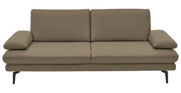 3-SITZER-SOFA  in Echtleder Beige   - Beige/Schwarz, Design, Leder/Metall (222/86/104cm) - Dieter Knoll