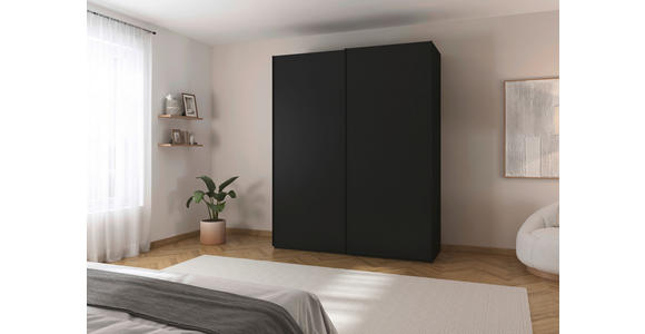 SCHWEBETÜRENSCHRANK 162/223/68 cm 2-türig Schwarz - Schwarz, KONVENTIONELL, Holzwerkstoff/Metall (162/223/68cm) - Novel