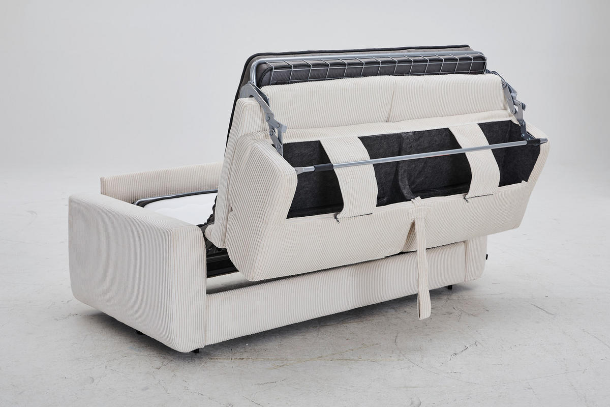 SCHLAFSOFA Cord Creme  - Creme/Schwarz, Design, Kunststoff/Textil (200/84/98cm) - Novel