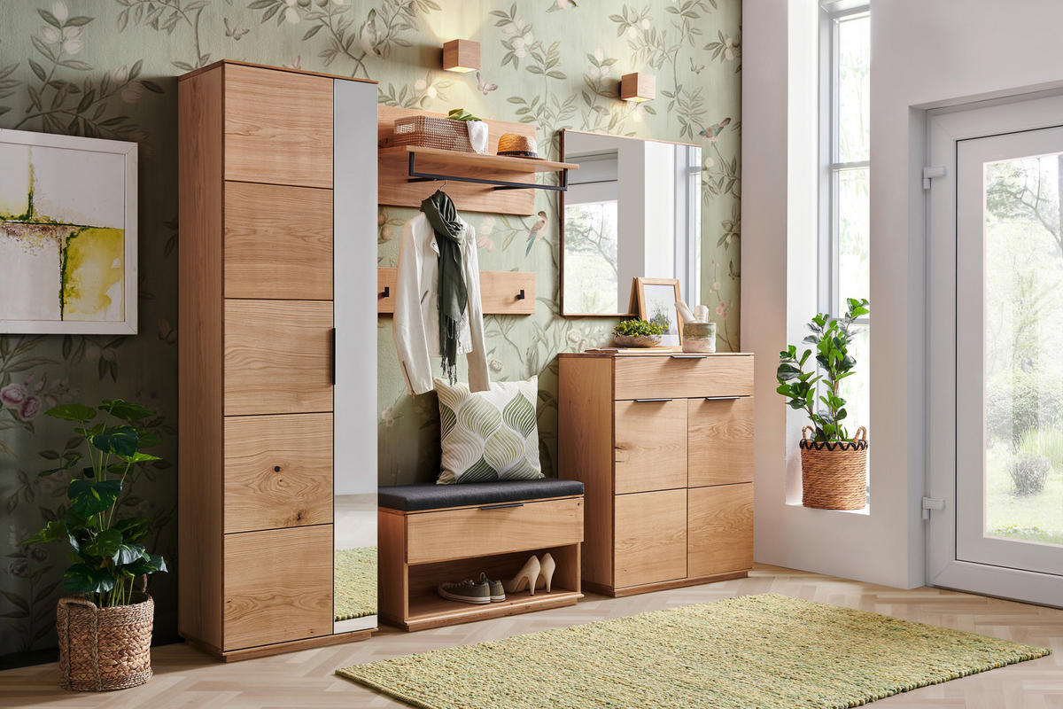 SCHUHSCHRANK  in 85/103/38 cm  - Eichefarben/Schwarz, Natur, Holz/Metall (85/103/38cm) - Linea Natura