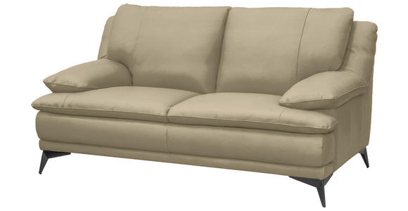 2-SITZER-SOFA Fango Echtleder  - Fango/Schwarz, Design, Leder/Metall (178/92/98cm) - Novel