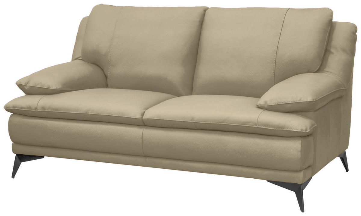 2-SITZER-SOFA Fango Echtleder  - Fango/Schwarz, Design, Leder/Metall (178/92/98cm) - Novel