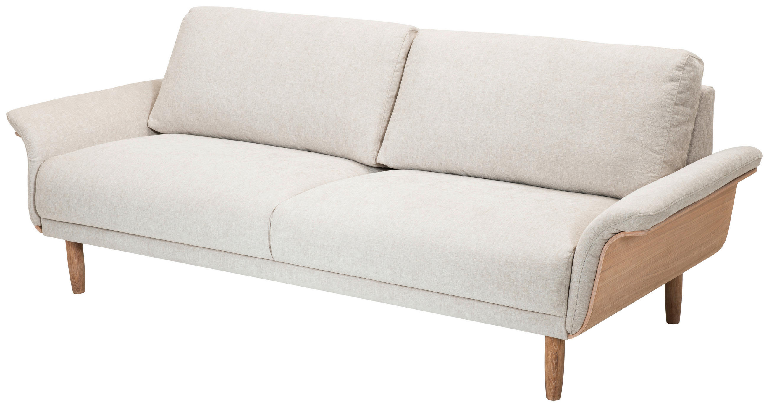 3-SITS SOFFA i chenille cremefärgad  - vit/ekfärgad, Klassisk, metall/trä (214/81/94cm) - Welnova