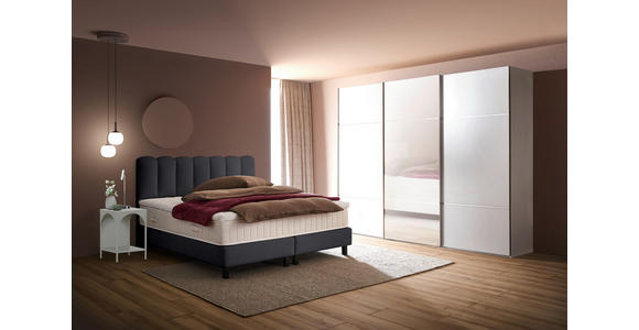 BOXSPRINGBETT 180/200 cm,  in Anthrazit, Topper, Matratzen, H3 = fest  - Anthrazit/Schwarz, Design, Holzwerkstoff/Textil (180/200cm) - Esposa