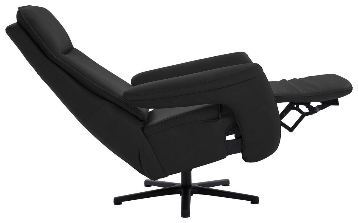 RELAXSESSEL in Leder Schwarz  - Schwarz, Design, Leder/Metall (83/112/87-174cm) - Valdera
