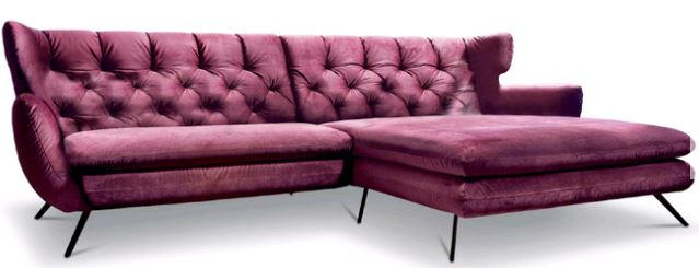ECKSOFA Lila Velours - Lila/Schwarz, Design, Textil/Metall (300/175cm) - Pure Home Lifestyle