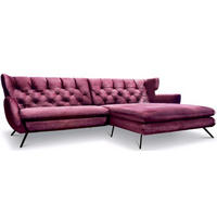 ECKSOFA in Velours Lila  300/175 cm  - Lila/Schwarz, Design, Textil/Metall (300/175cm) - Pure Home Lifestyle