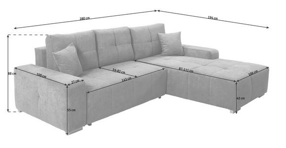 ECKSOFA  in Webstoff Türkis  280/194 cm  - Türkis/Silberfarben, Design, Kunststoff/Textil (280/194cm) - Carryhome