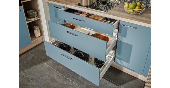 ECKKÜCHE  in Pastellblau, Tannenholzfarben  - Pastellblau/Tannenholzfarben, Design, Holzwerkstoff/Metall (121,6/280/150cm) - Xora