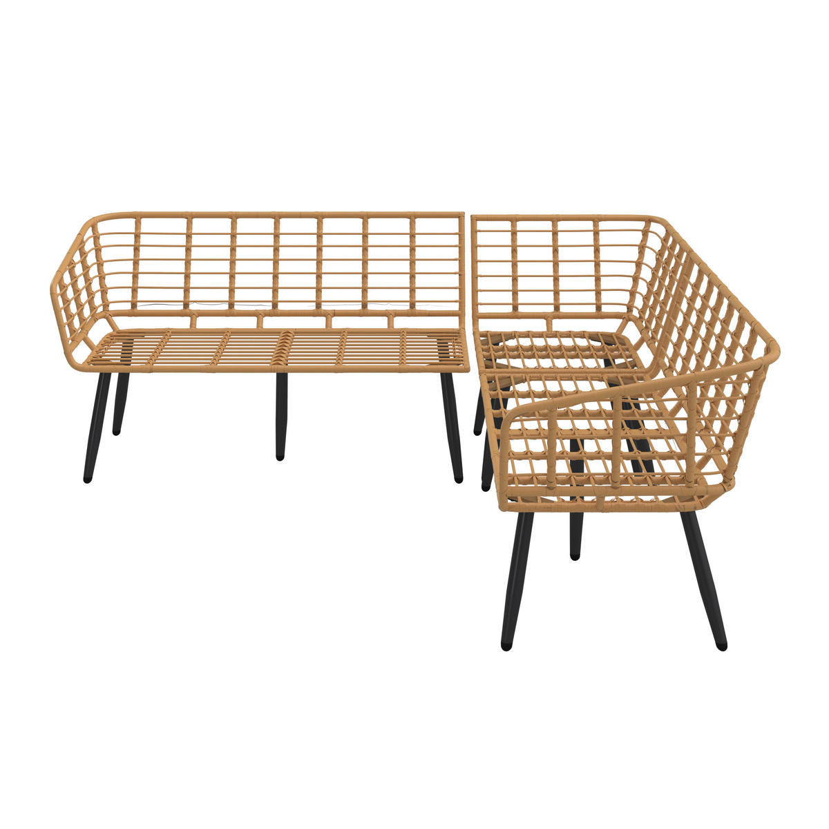 LOUNGEGARNITUR 4-teilig   187/67/187 cm Eisen  - Beige/Naturfarben, MODERN, Glas/Kunststoff (187/67/187cm) - Ambia Garden
