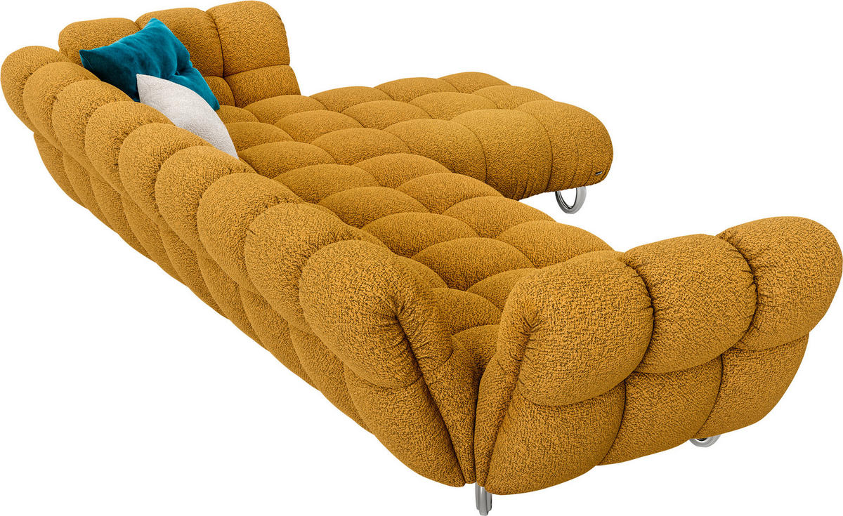 ECKSOFA in Jacquard, Bouclé Currygelb  340/218 cm  - Currygelb/Alufarben, Trend, Textil/Metall (340/218cm) - Bretz